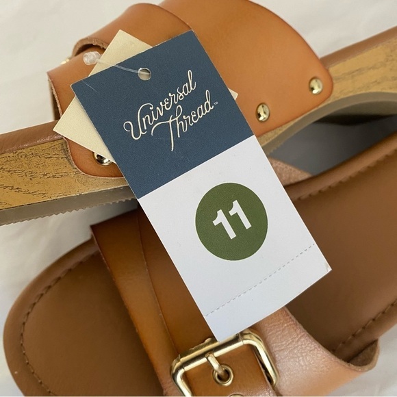 Women's Kora Faux Wood Bottom Sandals Universal Thread Cognac Size 11 - Picture 5 of 5